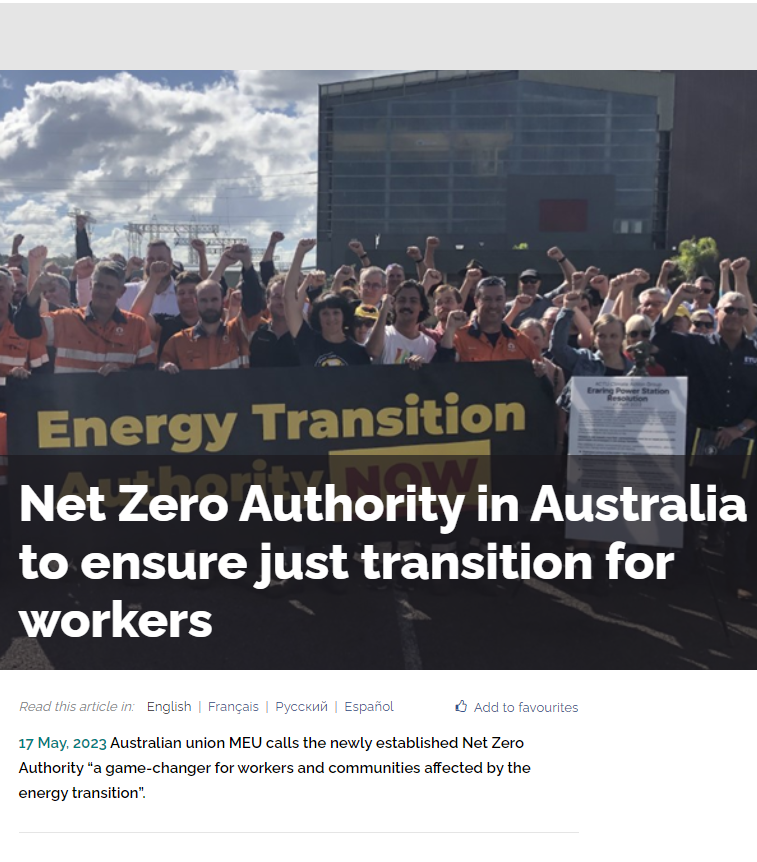 Net Zero Authority in Australia to ensure just transition for workers